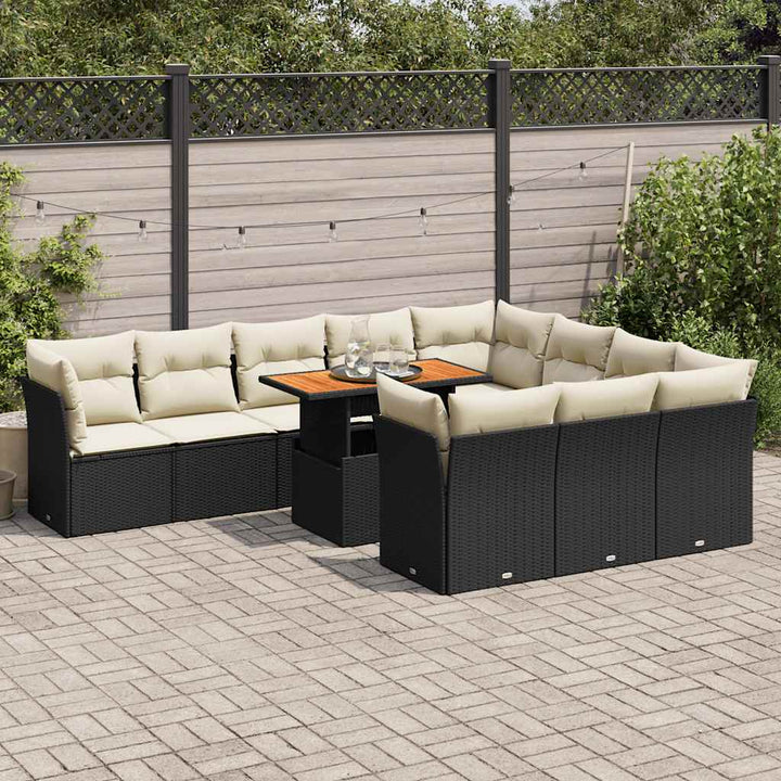Set Canapele De Grădină Cu Perne, 11 Piese, , Poliratan