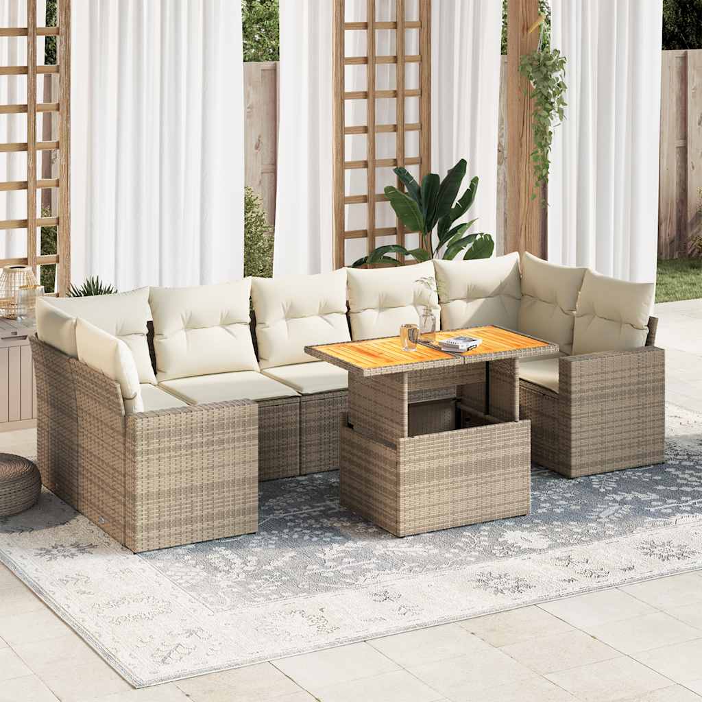 Set Mobilier De Grădină Cu Perne, 8 Piese, Negru, Poliratan