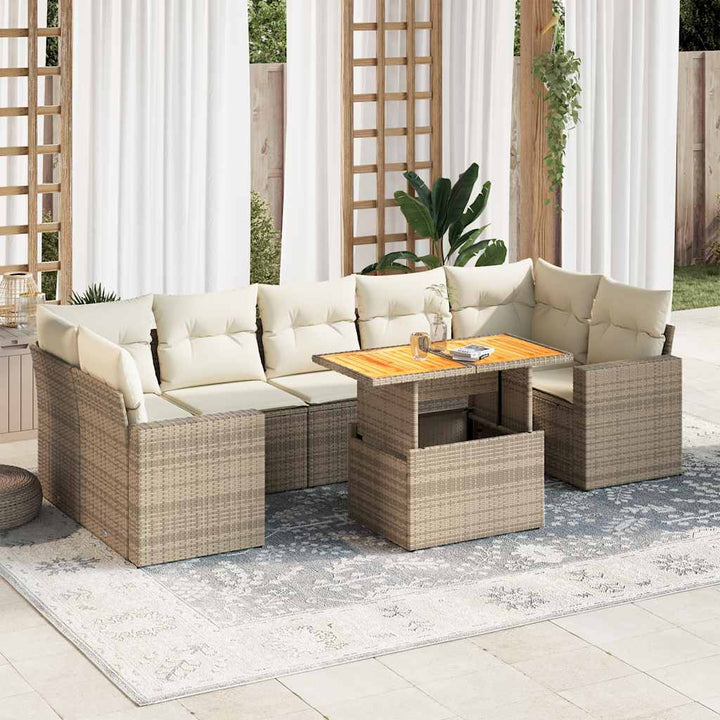 Set Mobilier De Grădină Cu Perne, 8 Piese, Negru, Poliratan