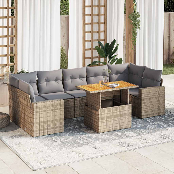 Set Mobilier De Grădină Cu Perne, 8 Piese, Negru, Poliratan