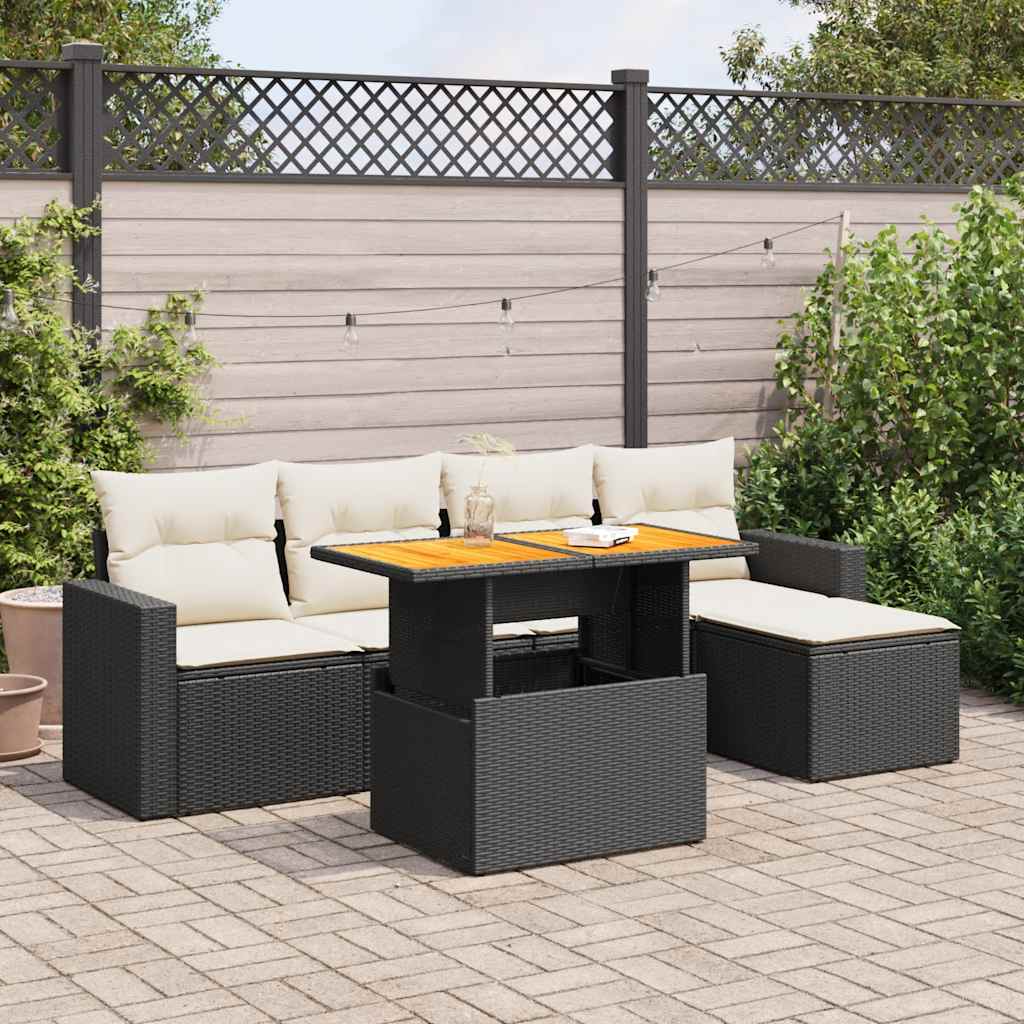 Set Mobilier De Grădină Cu Perne, 6 Piese, , Poliratan