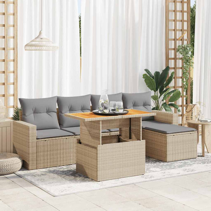 Set Mobilier De Grădină Cu Perne, 6 Piese, , Poliratan