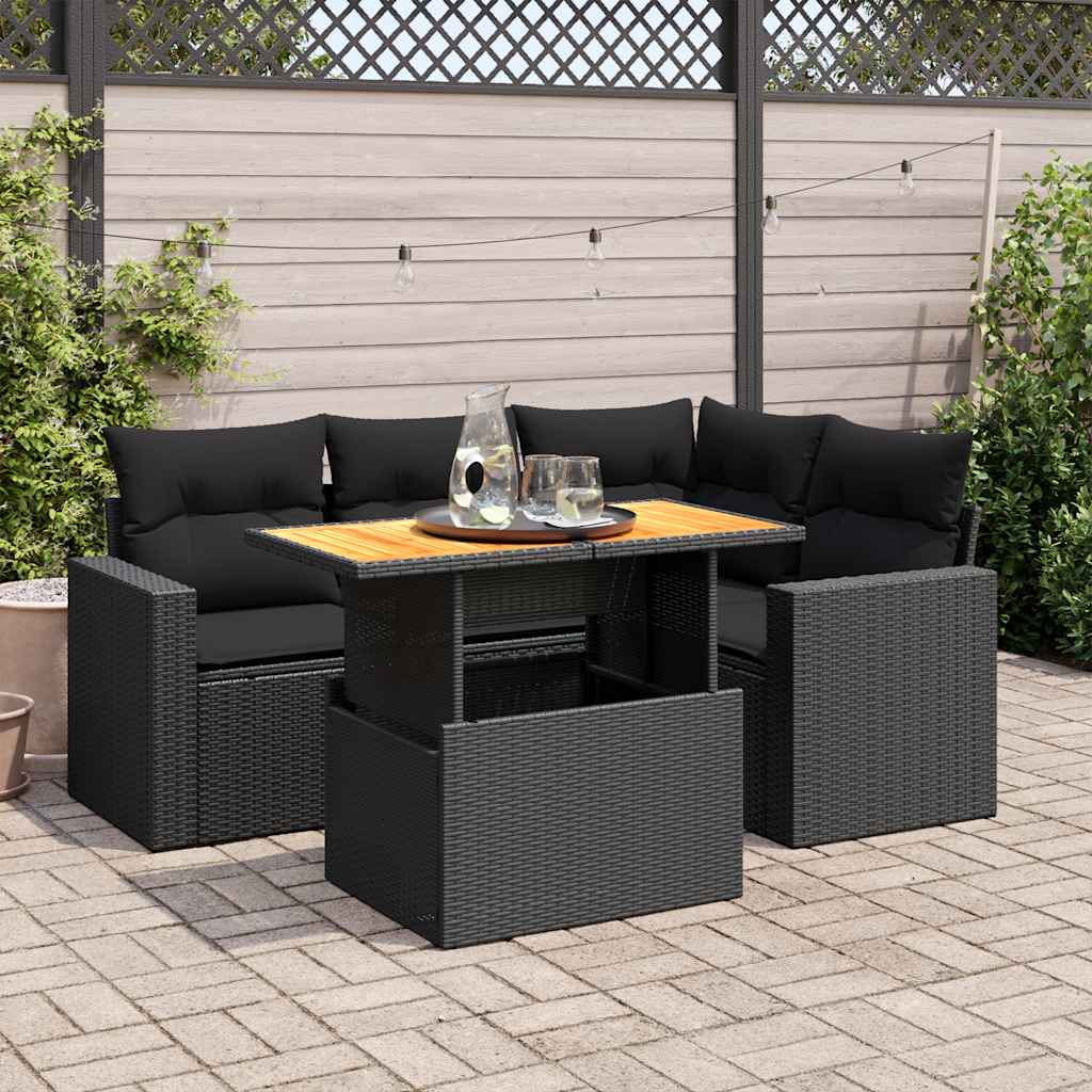 Set Mobilier De Grădină Cu Perne, 5 Piese, , Poliratan