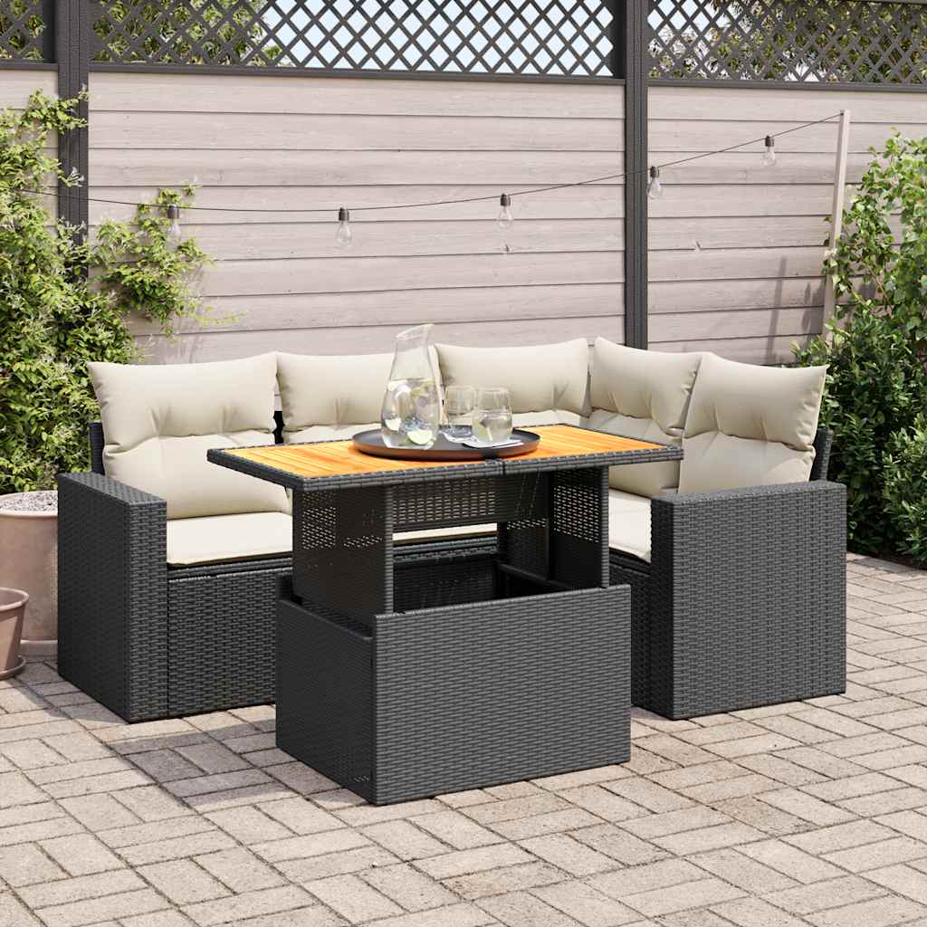 Set Mobilier De Grădină Cu Perne, 5 Piese, , Poliratan