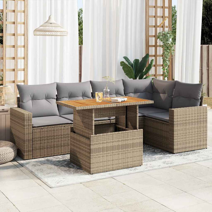 Set Mobilier De Grădină Cu Perne, 6 Piese, Negru, Poliratan