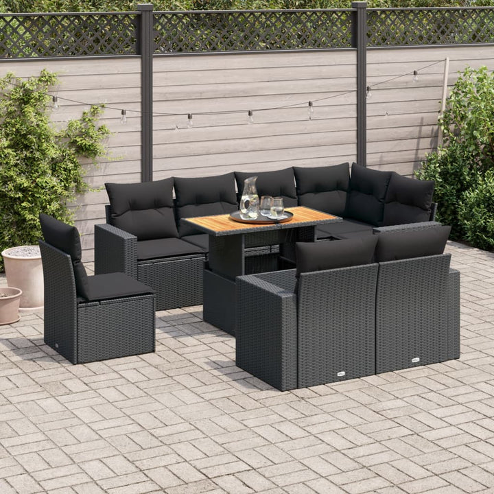 Set Mobilier De Grădină Cu Perne, 9 Piese, , Poliratan