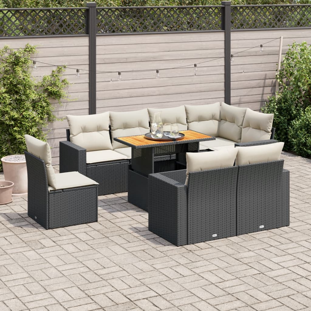 Set Mobilier De Grădină Cu Perne, 9 Piese, , Poliratan