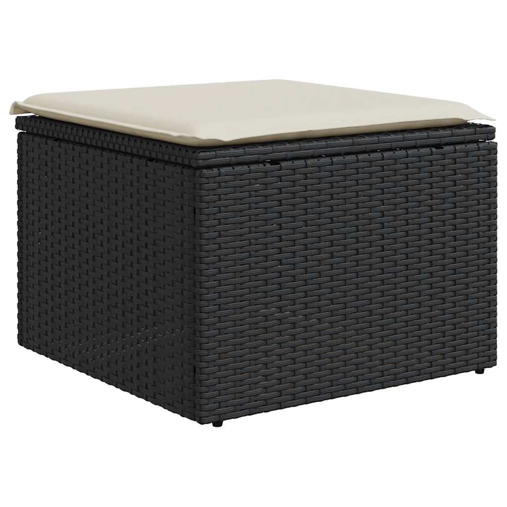 Set Mobilier De Grădină Cu Perne, 8 Piese, Negru, Poliratan