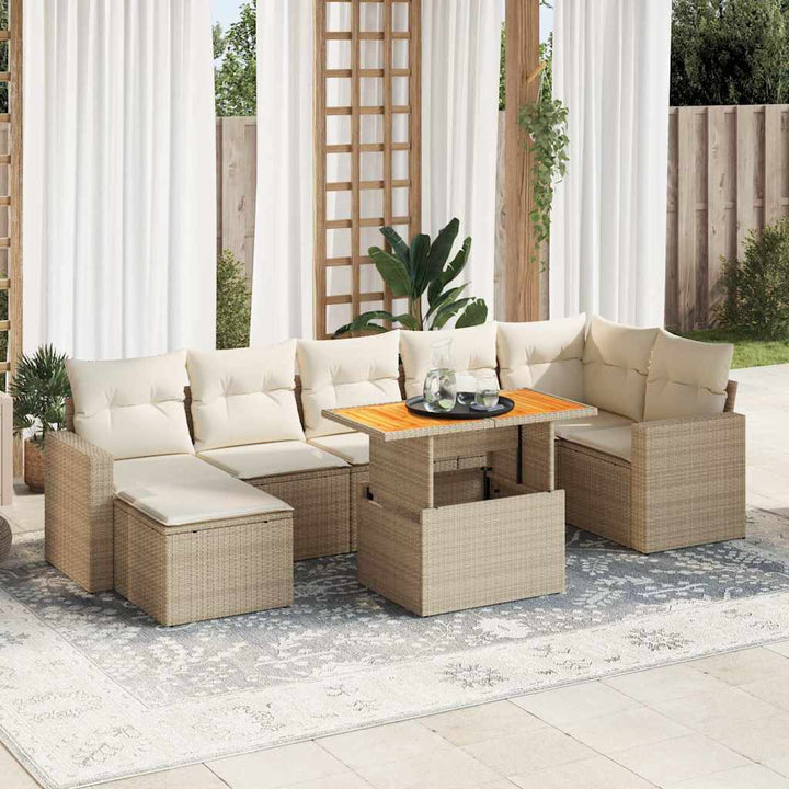 Set Mobilier De Grădină Cu Perne, 8 Piese, Negru, Poliratan