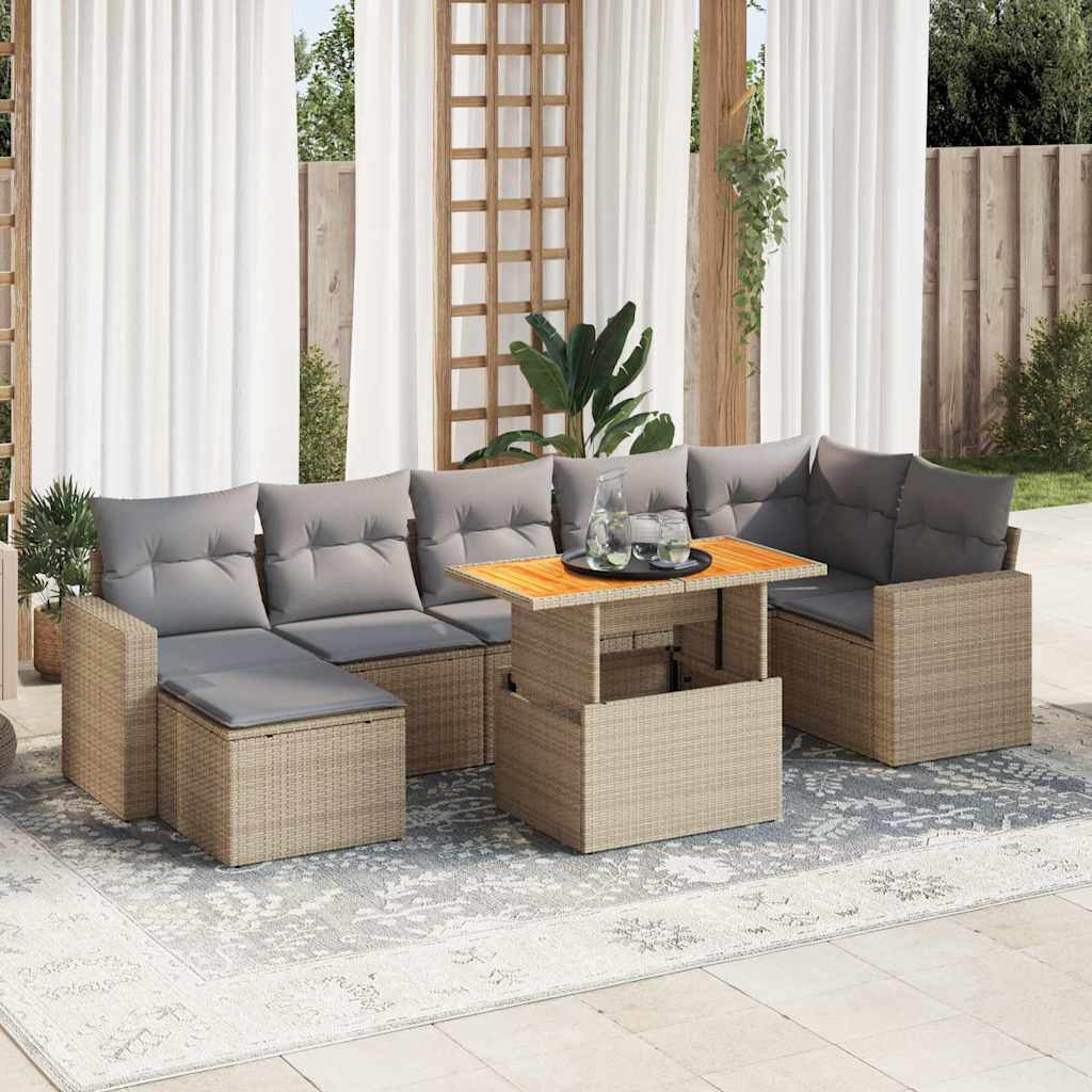 Set Mobilier De Grădină Cu Perne, 8 Piese, Negru, Poliratan