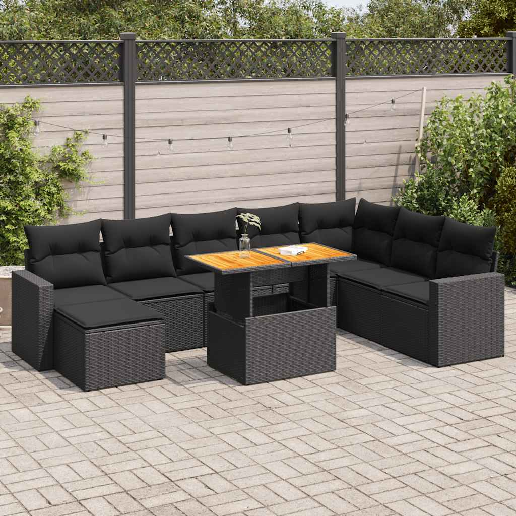 Set Mobilier De Grădină Cu Perne, 9 Piese, , Poliratan