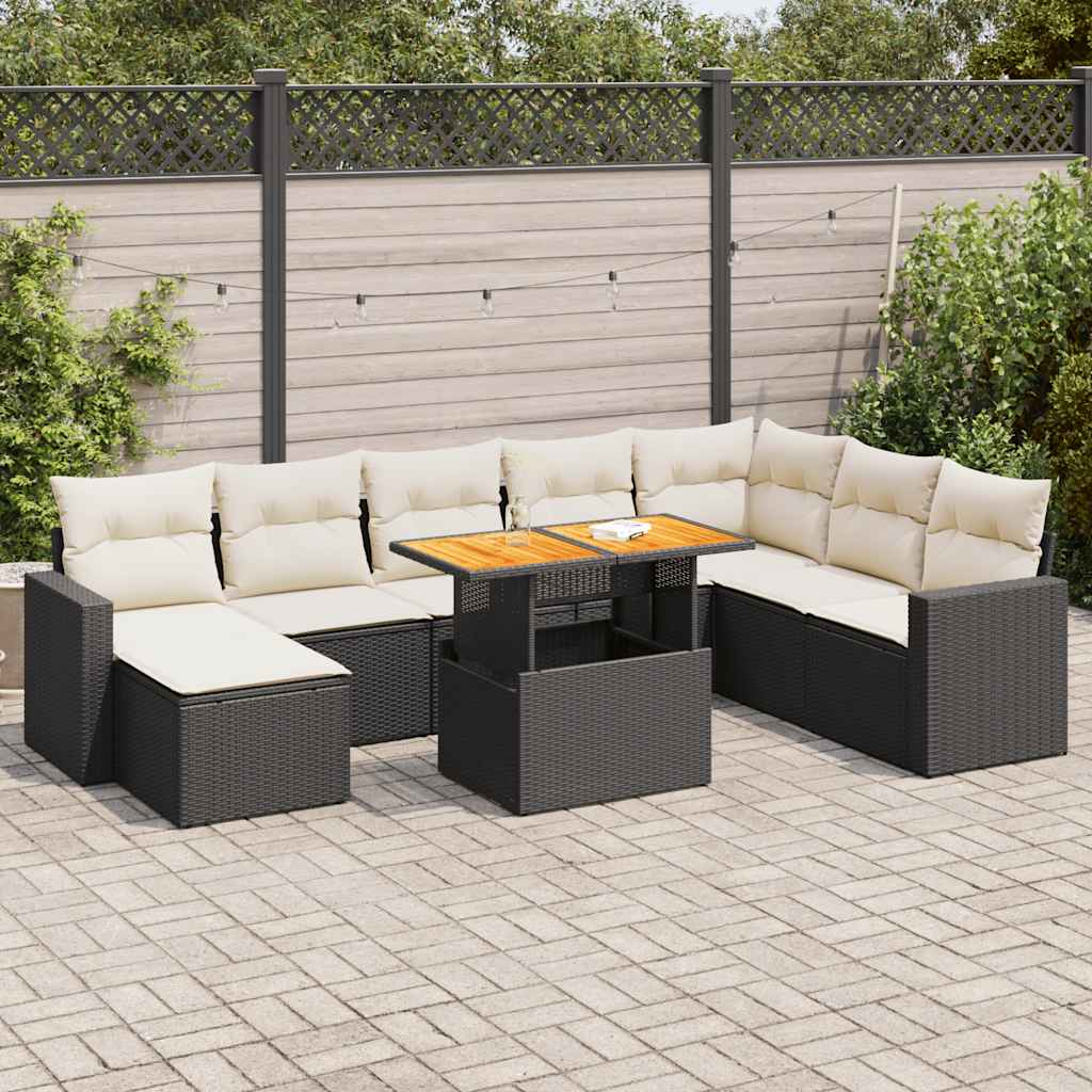 Set Mobilier De Grădină Cu Perne, 9 Piese, , Poliratan