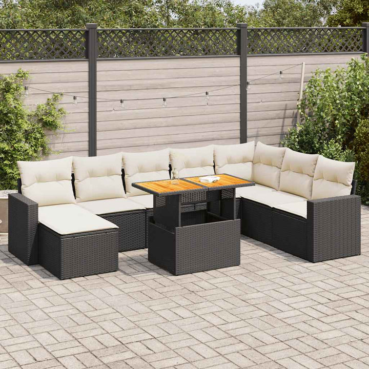 Set Mobilier De Grădină Cu Perne, 9 Piese, , Poliratan