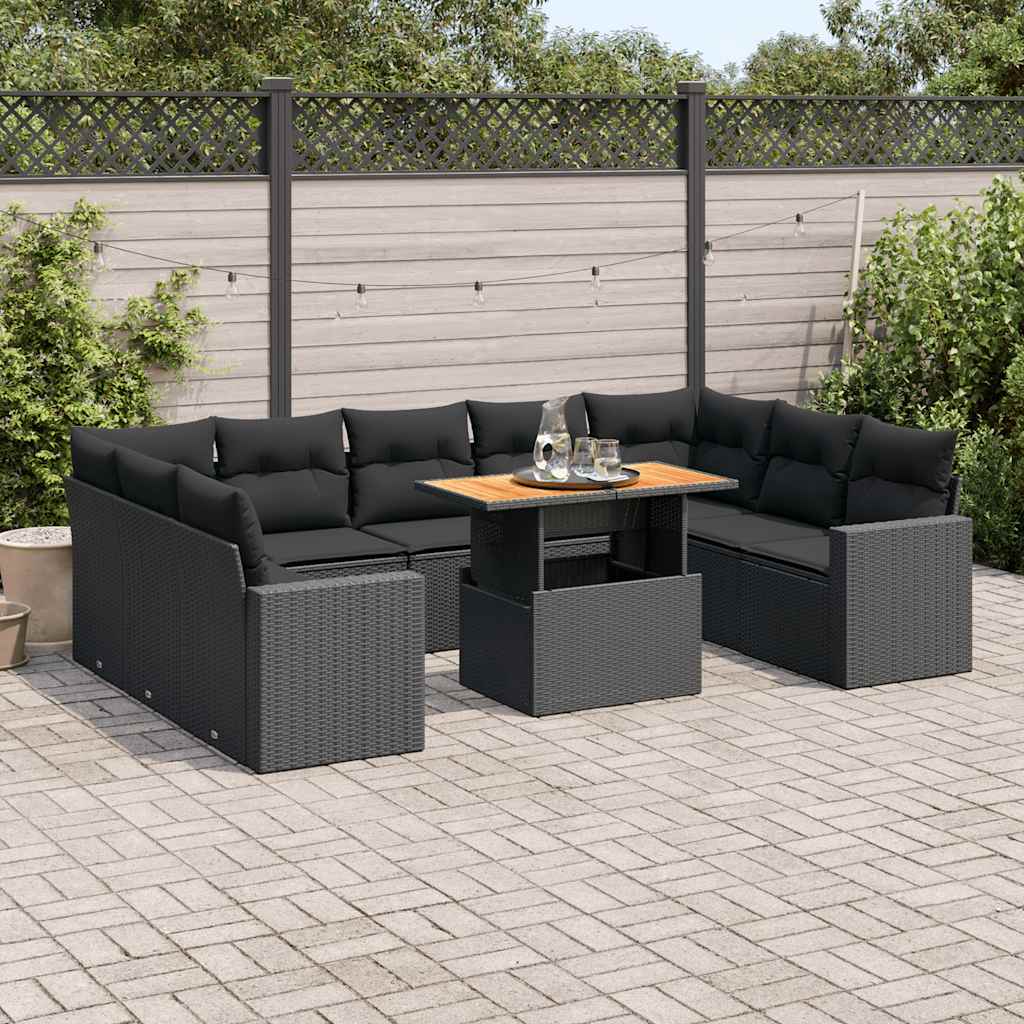 Set Mobilier De Grădină Cu Perne, 10 Piese, Gri, Poliratan