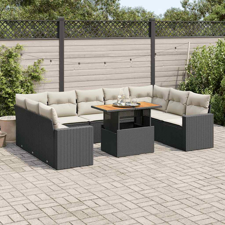 Set Mobilier De Grădină Cu Perne, 10 Piese, Gri, Poliratan