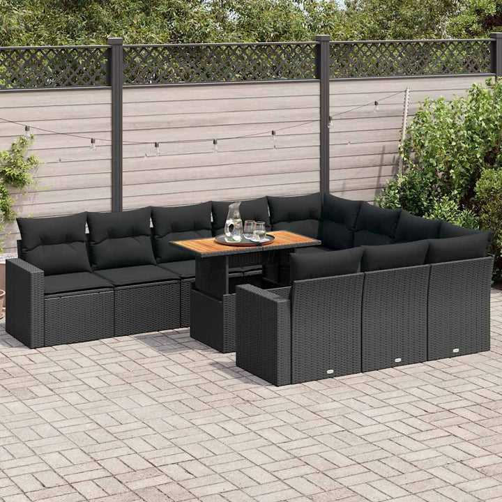 Set Canapele De Grădină Cu Perne, 11 Piese, , Poliratan