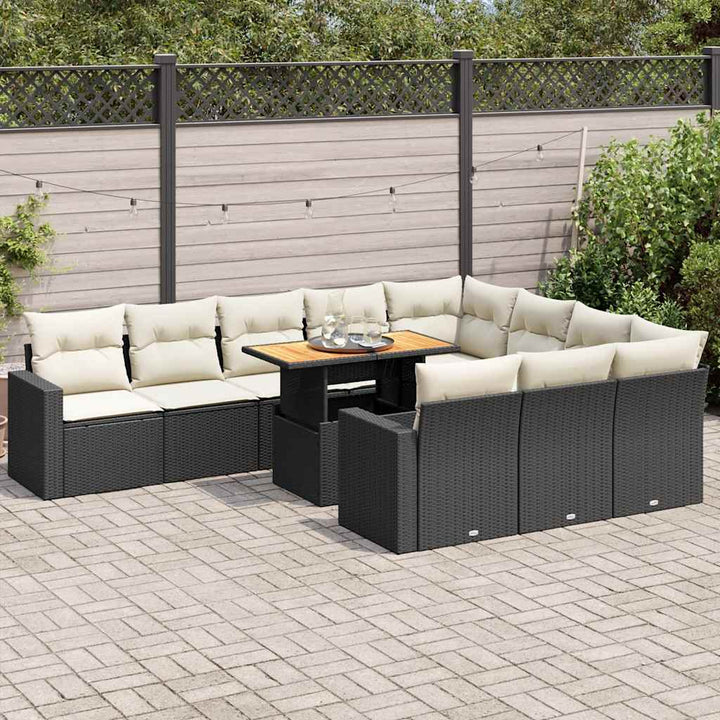 Set Canapele De Grădină Cu Perne, 11 Piese, , Poliratan