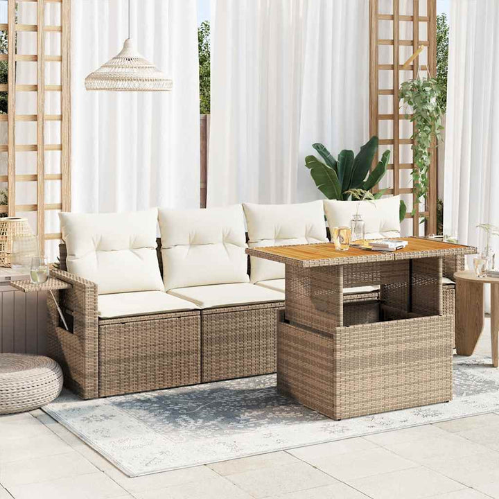 Set Mobilier De Grădină Cu Perne, 5 Piese, Negru, Poliratan