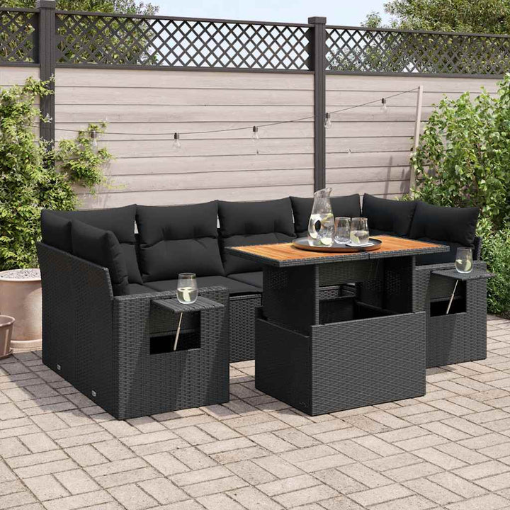 Set Canapele De Grădină Cu Perne, 7 Piese, , Poliratan