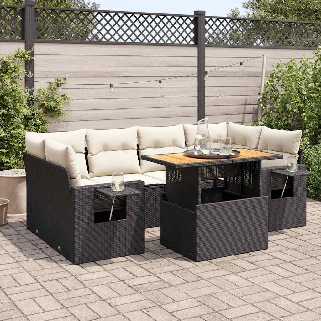 Set Canapele De Grădină Cu Perne, 7 Piese, , Poliratan