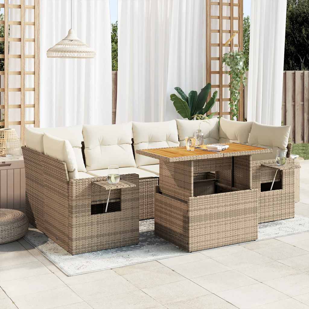 Set Canapele De Grădină Cu Perne, 7 Piese, , Poliratan