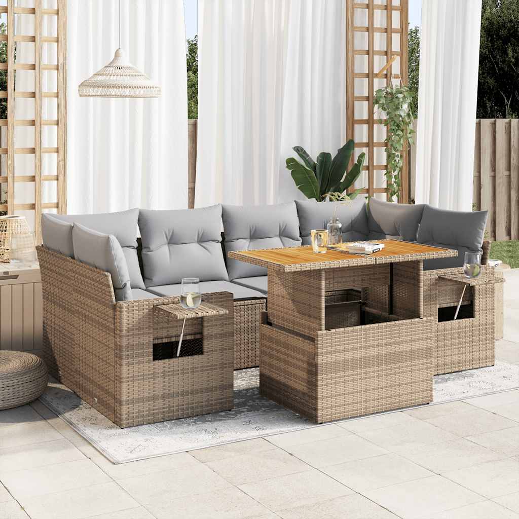 Set Canapele De Grădină Cu Perne, 7 Piese, , Poliratan
