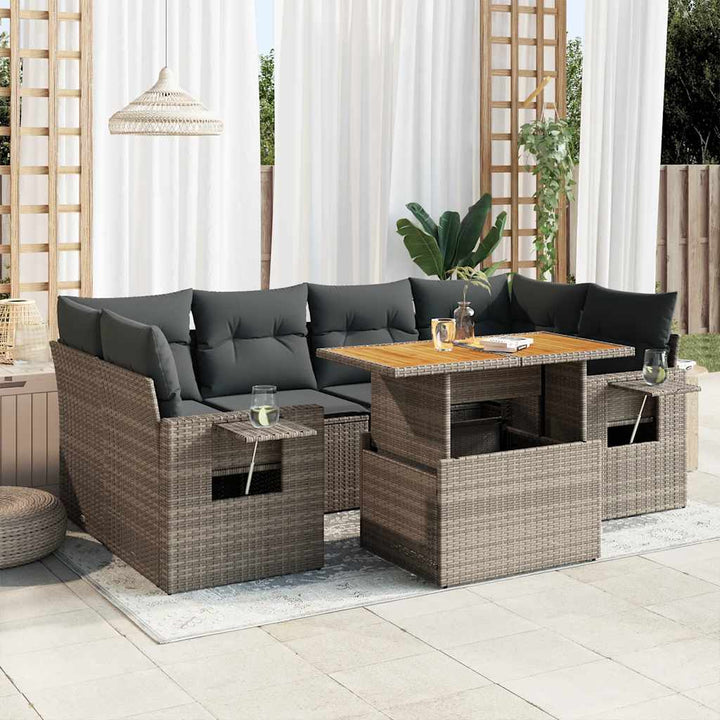 Set Canapele De Grădină Cu Perne, 7 Piese, , Poliratan