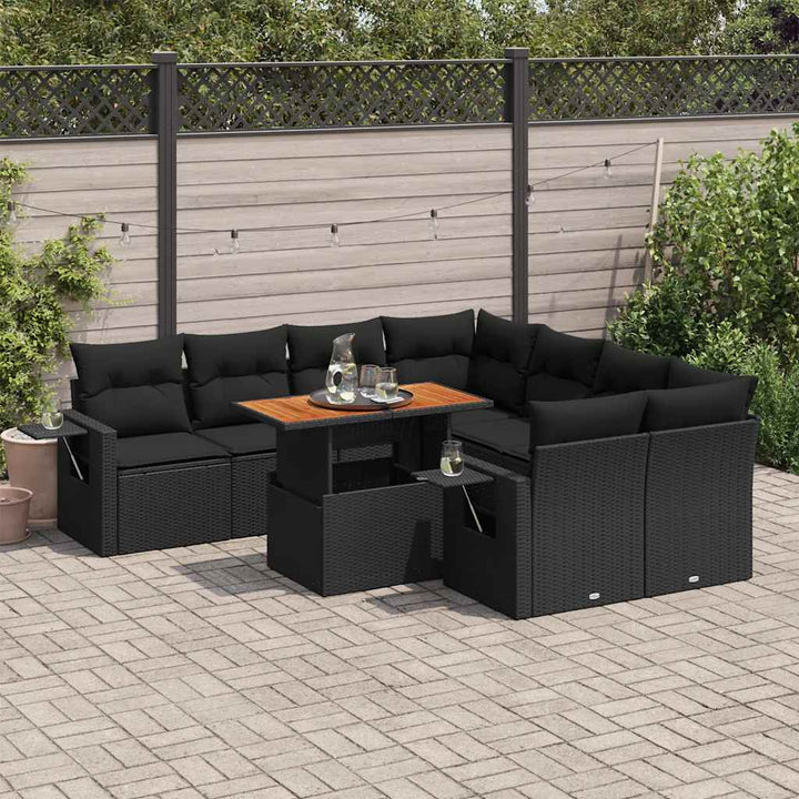 Set Mobilier De Grădină Cu Perne, 9 Piese, , Poliratan