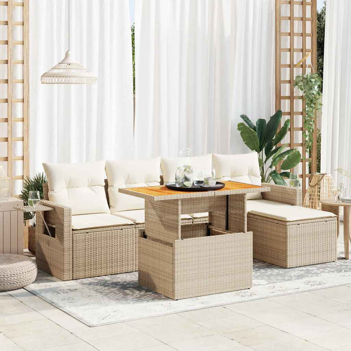 Set Mobilier De Grădină Cu Perne, 6 Piese, Negru, Poliratan