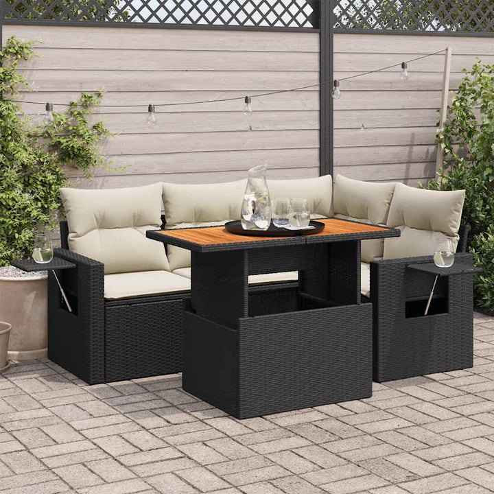 Set Mobilier De Grădină Cu Perne, 5 Piese, , Poliratan