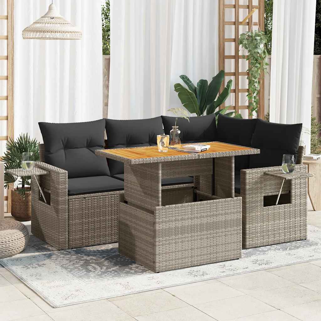 Set Mobilier De Grădină Cu Perne, 5 Piese, , Poliratan
