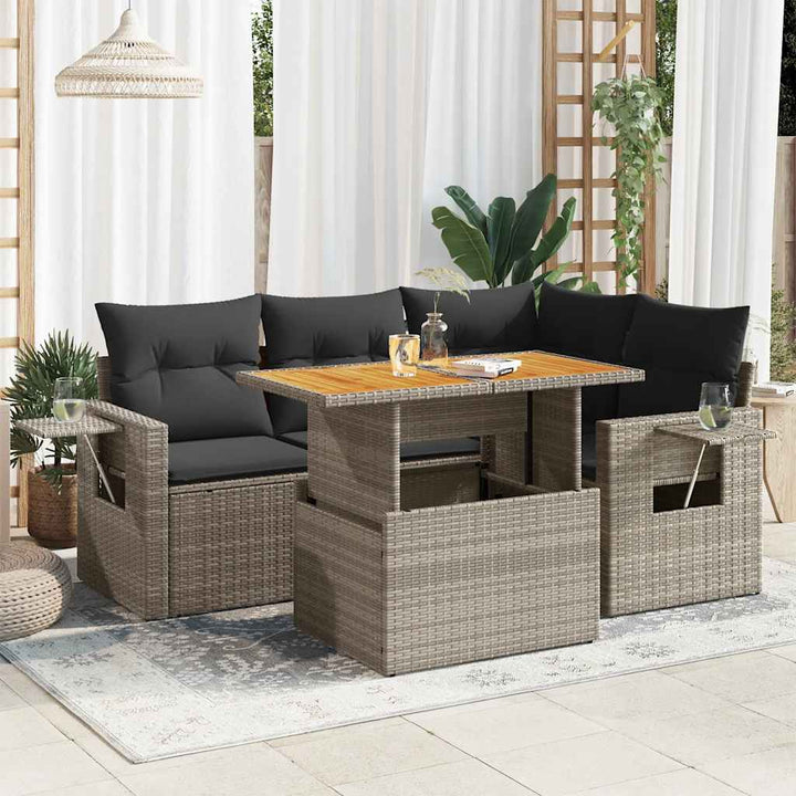 Set Mobilier De Grădină Cu Perne, 5 Piese, , Poliratan