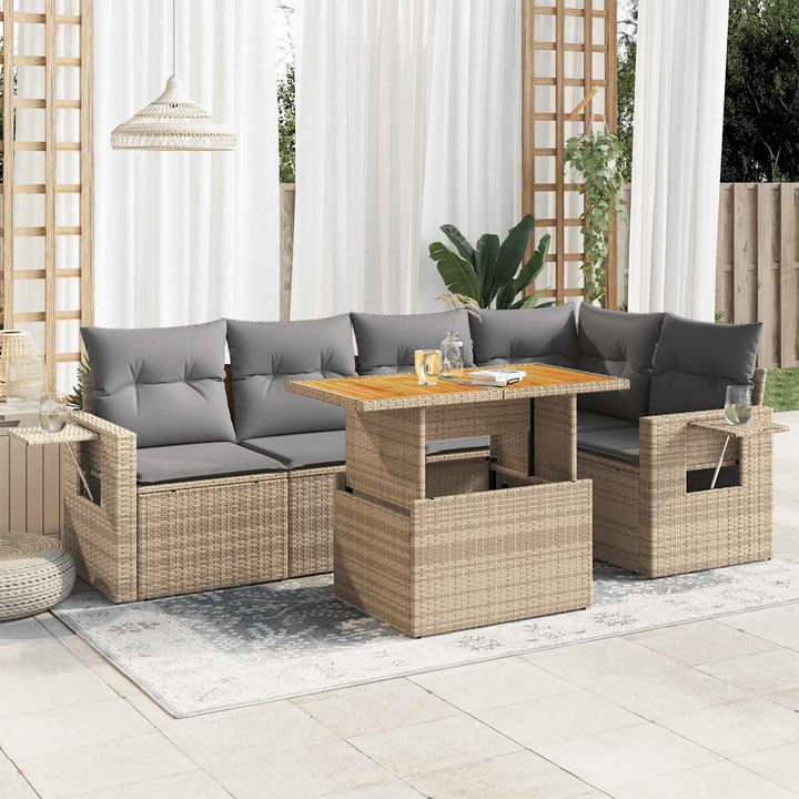 Set Mobilier De Grădină Cu Perne, 6 Piese, , Poliratan