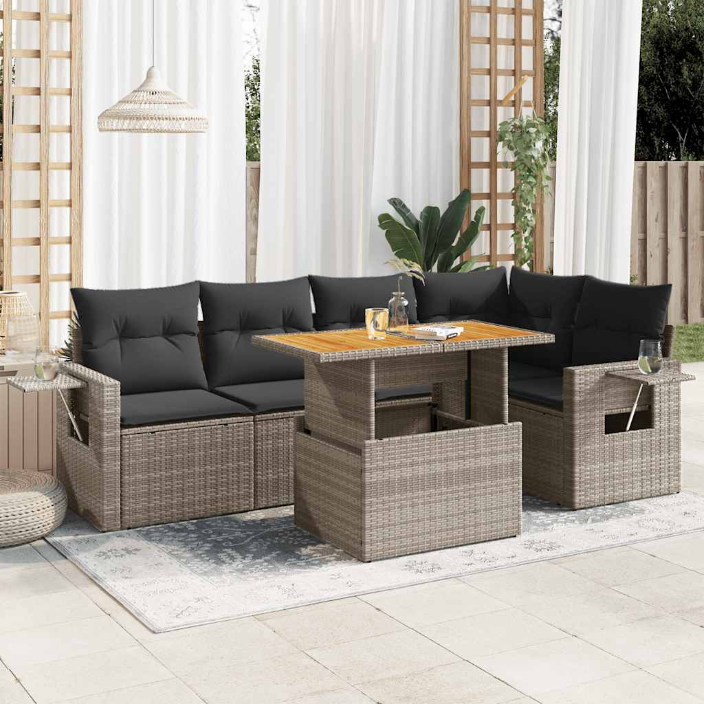 Set Mobilier De Grădină Cu Perne, 6 Piese, , Poliratan