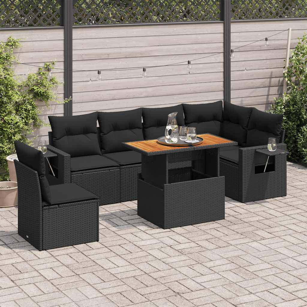 Set Canapele De Grădină Cu Perne, 7 Piese, , Poliratan