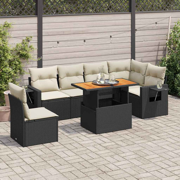 Set Canapele De Grădină Cu Perne, 7 Piese, , Poliratan