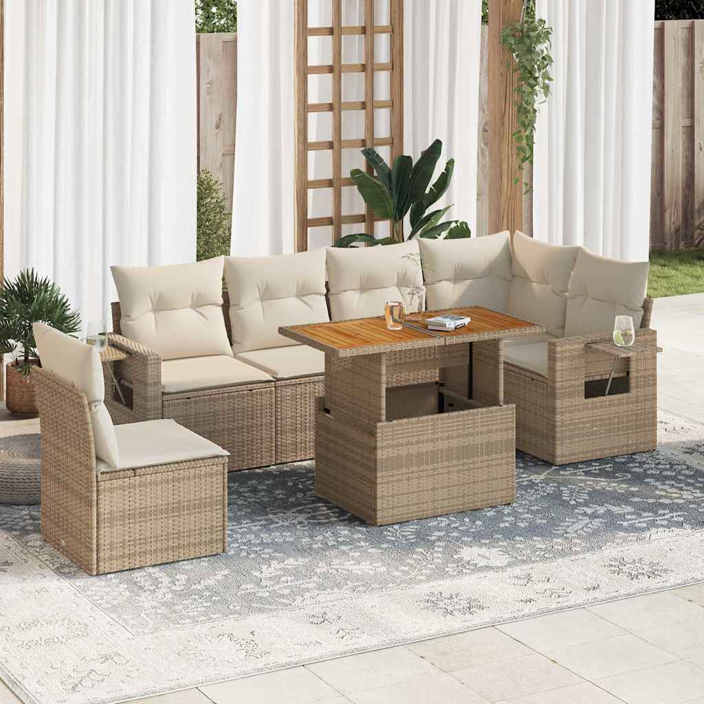 Set Canapele De Grădină Cu Perne, 7 Piese, , Poliratan