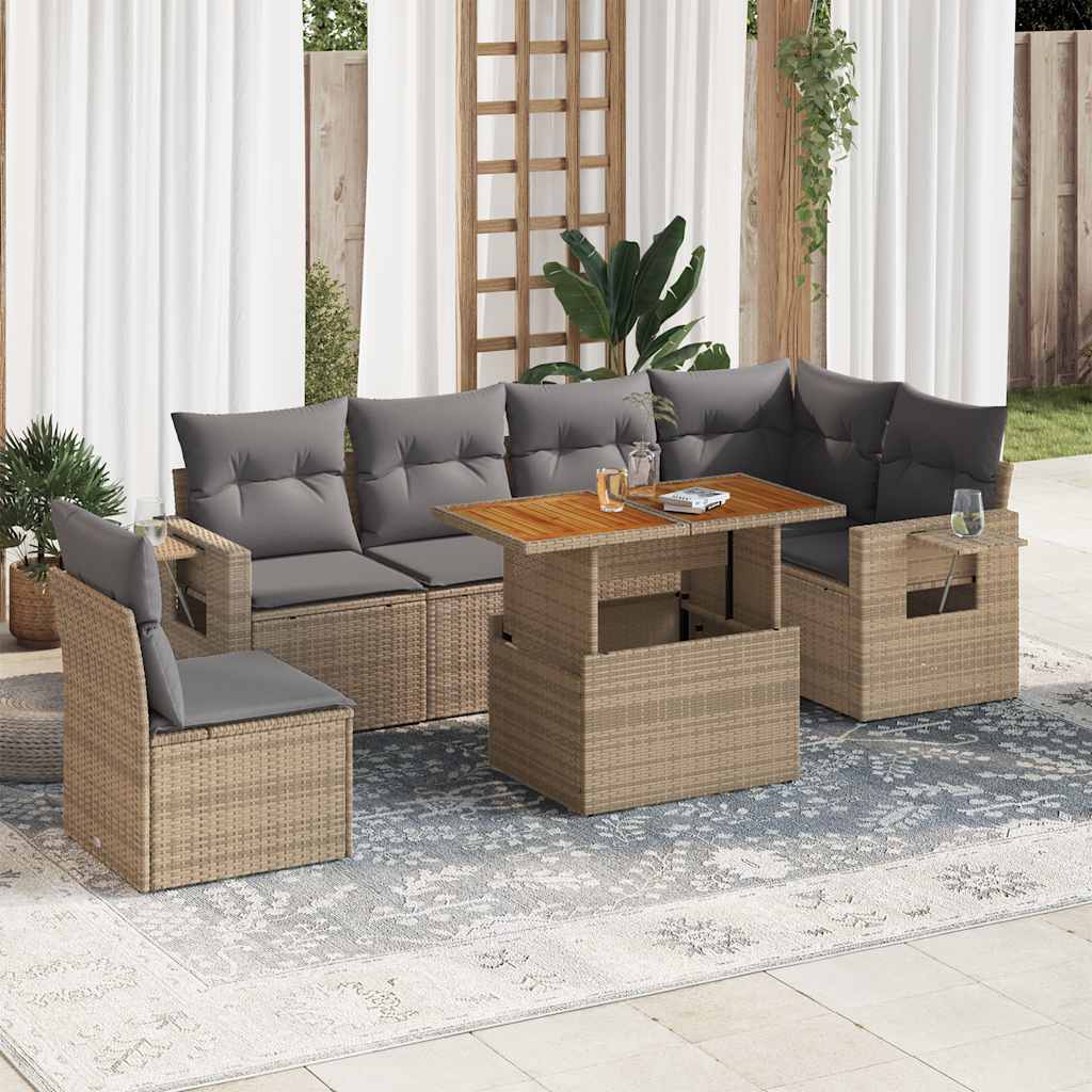 Set Canapele De Grădină Cu Perne, 7 Piese, , Poliratan
