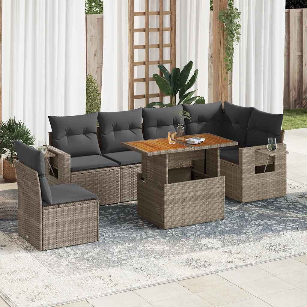 Set Canapele De Grădină Cu Perne, 7 Piese, , Poliratan