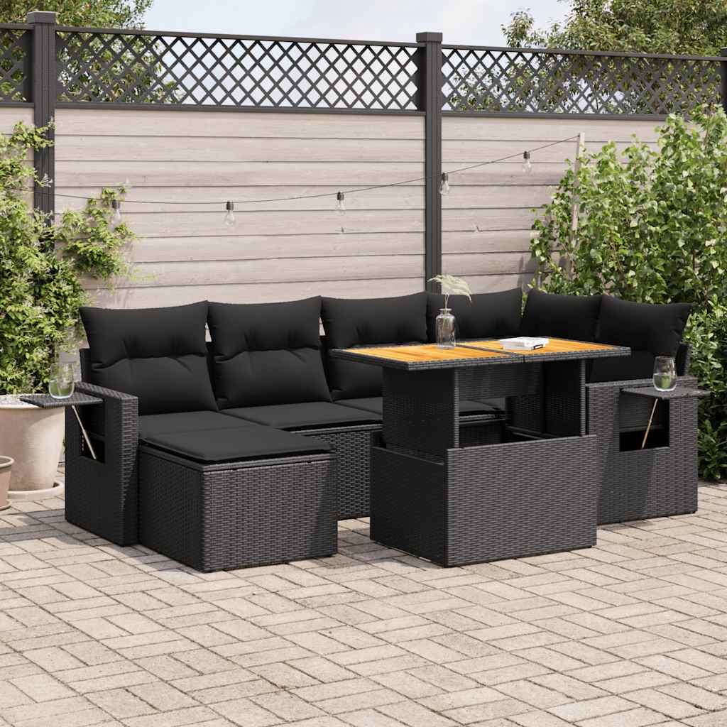 Set Canapele De Grădină Cu Perne, 7 Piese, , Poliratan