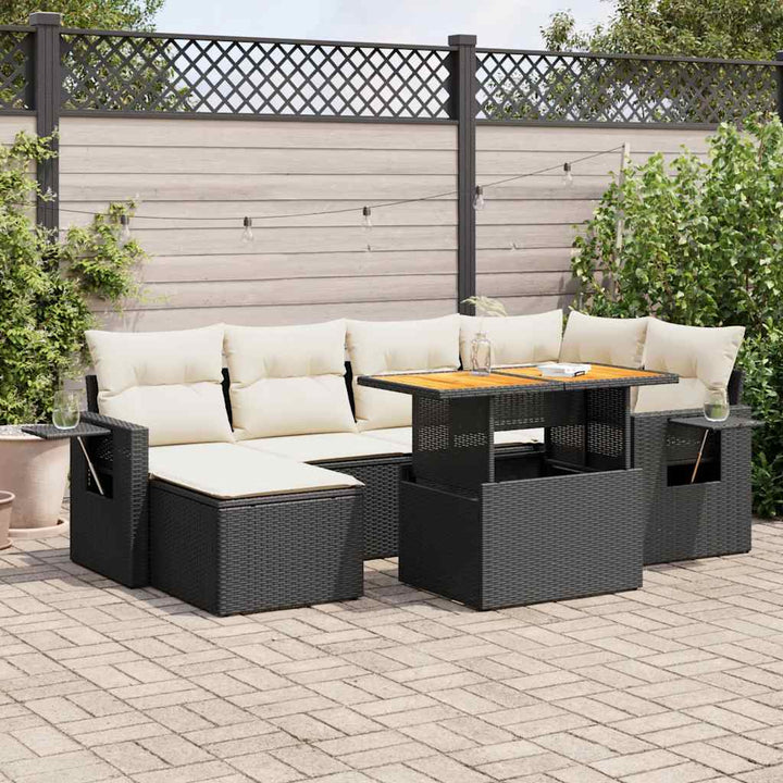 Set Canapele De Grădină Cu Perne, 7 Piese, , Poliratan