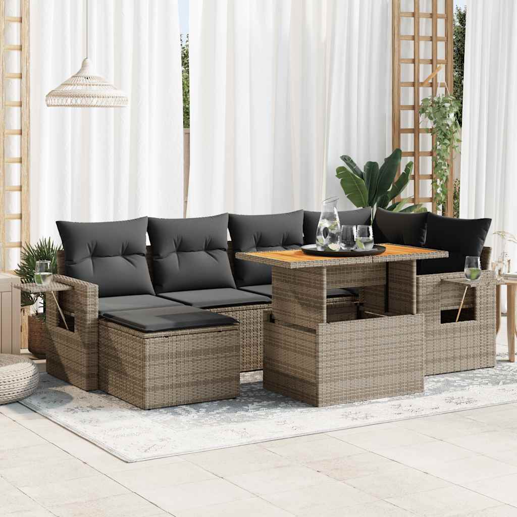 Set Canapele De Grădină Cu Perne, 7 Piese, , Poliratan