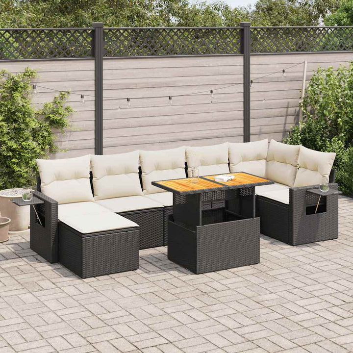 Set Mobilier De Grădină Cu Perne, 8 Piese, , Poliratan
