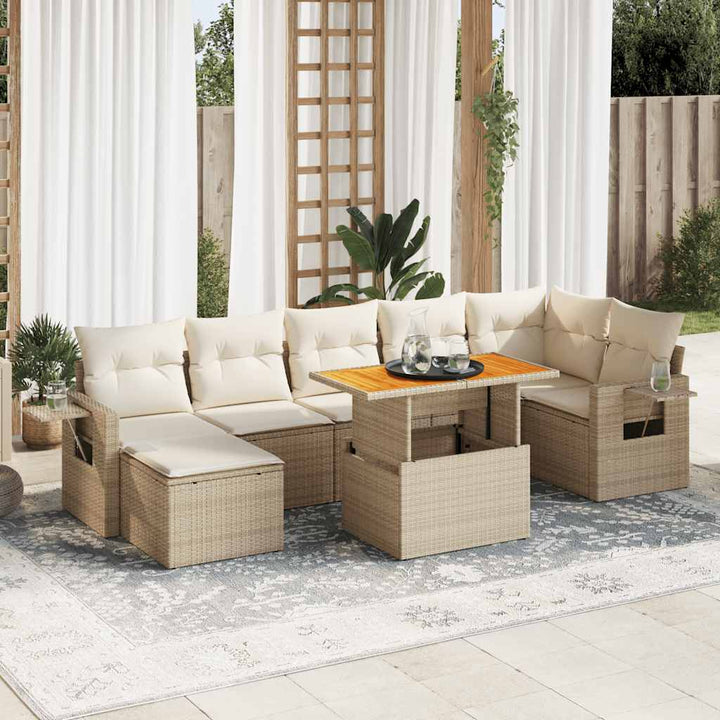 Set Mobilier De Grădină Cu Perne, 8 Piese, , Poliratan