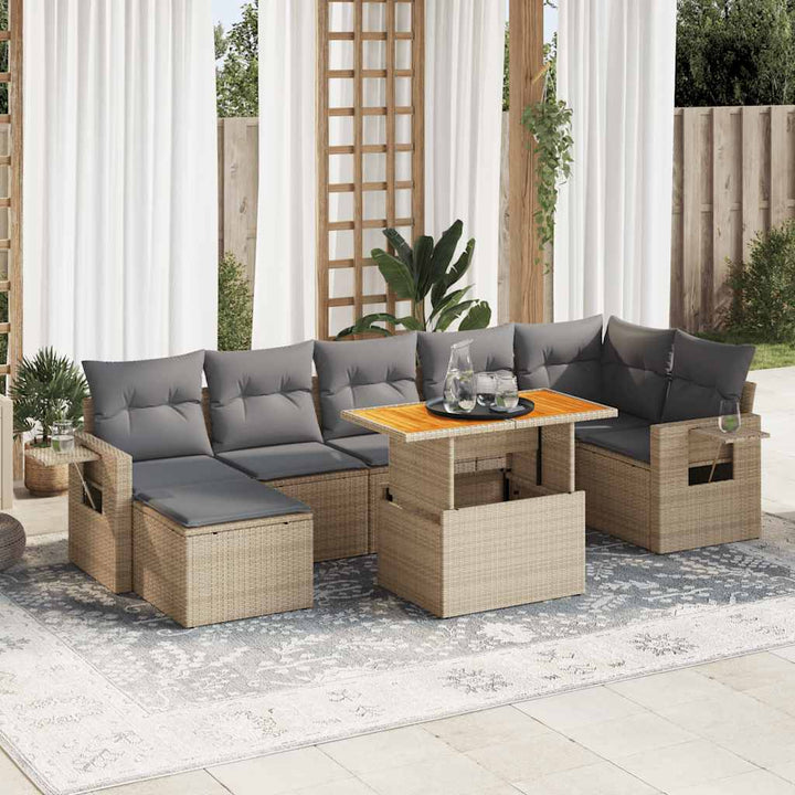 Set Mobilier De Grădină Cu Perne, 8 Piese, , Poliratan