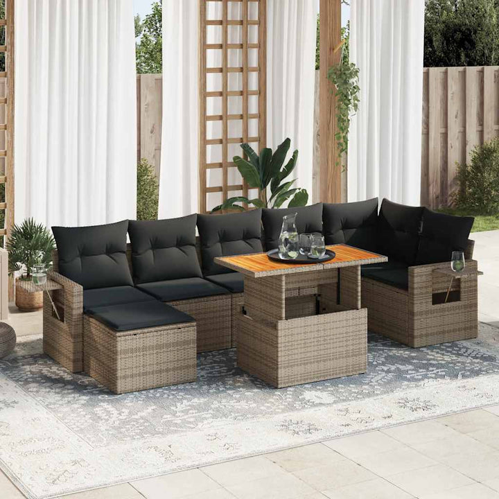 Set Mobilier De Grădină Cu Perne, 8 Piese, , Poliratan