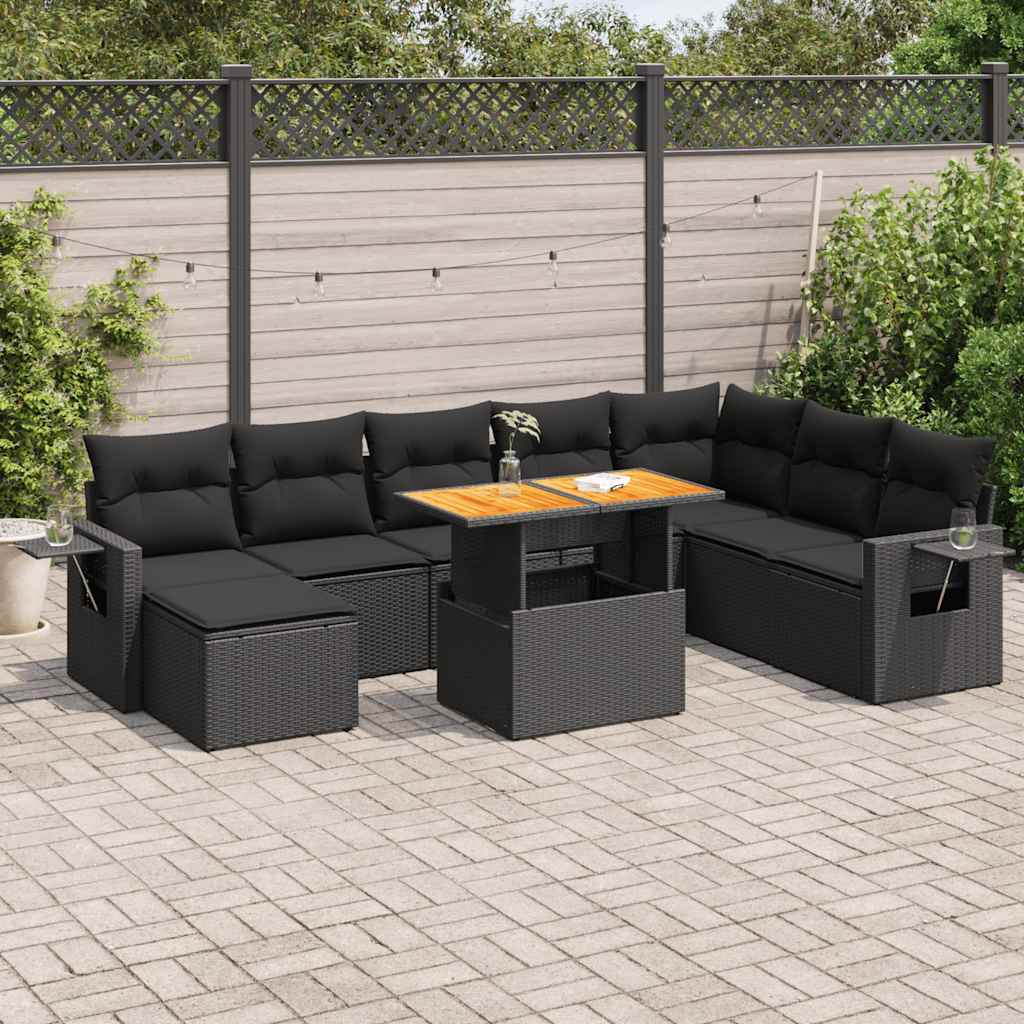 Set Canapele De Grădină, 9 Piese, Cu Perne, , Poliratan