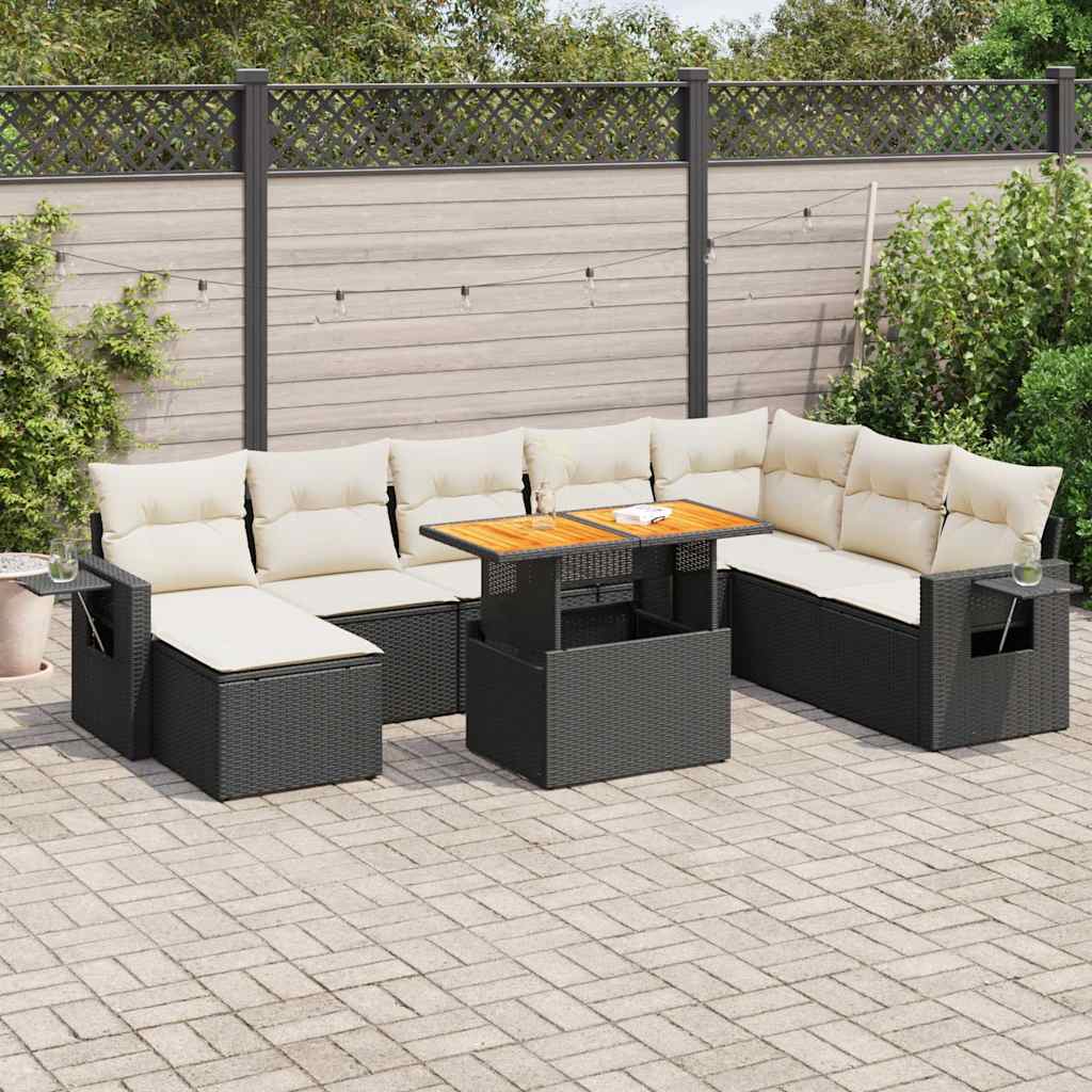 Set Canapele De Grădină, 9 Piese, Cu Perne, , Poliratan