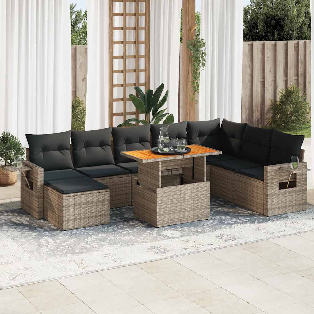 Set Canapele De Grădină, 9 Piese, Cu Perne, , Poliratan