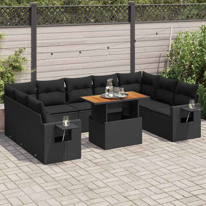Set Canapele De Grădină Cu Perne, 10 Piese, , Poliratan